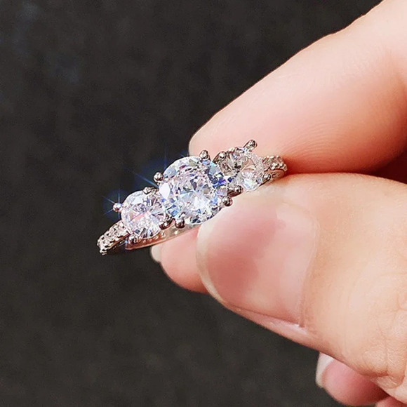 💎925 Silver Plated Round Cut CZ Eternity Ring for Women, MARR9412 - Picture 3 of 4